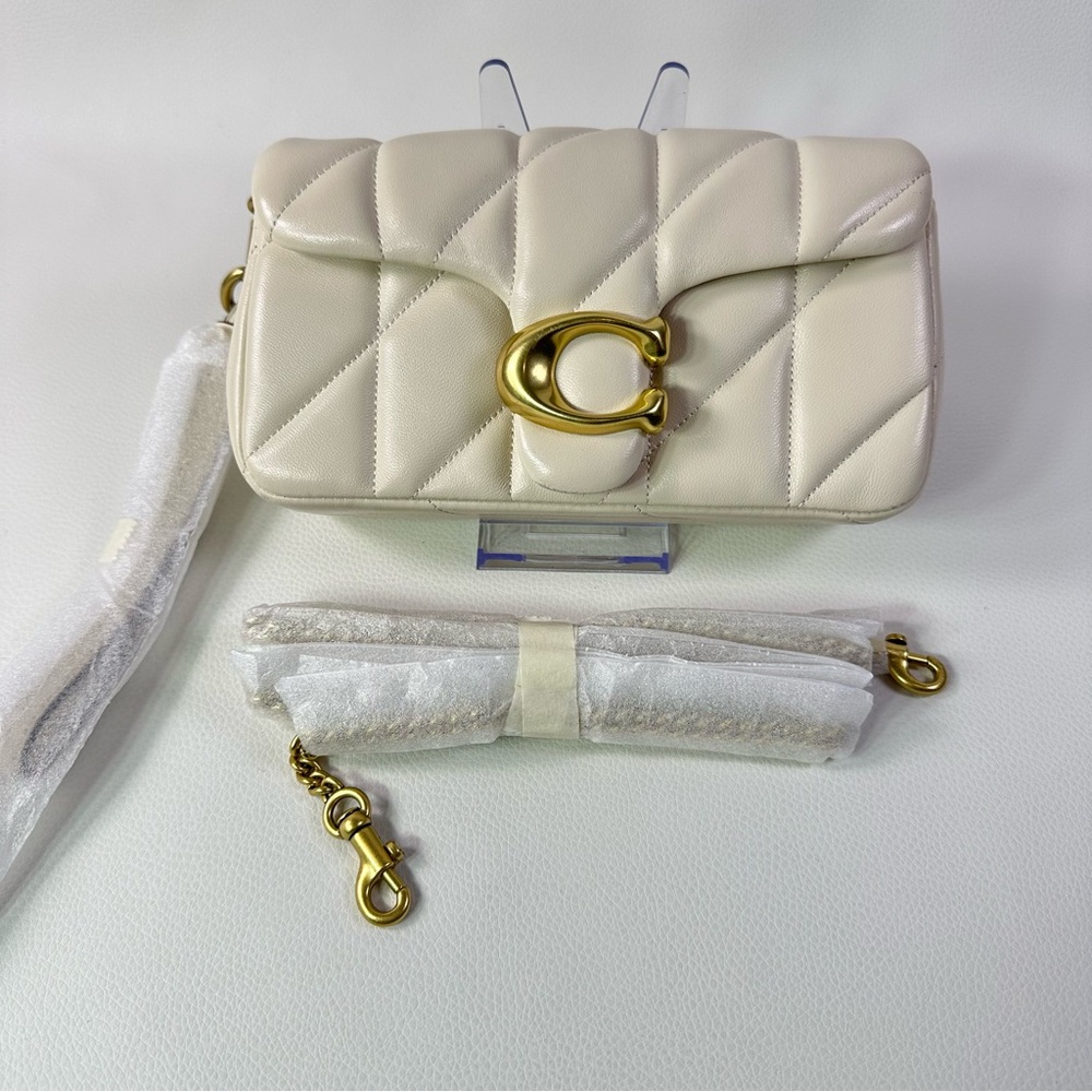 NEW COACH TABBY CROSSBODY WRISTLET LEATHER WOMENS BAG CHALK/WHITE - Picture 13 of 14